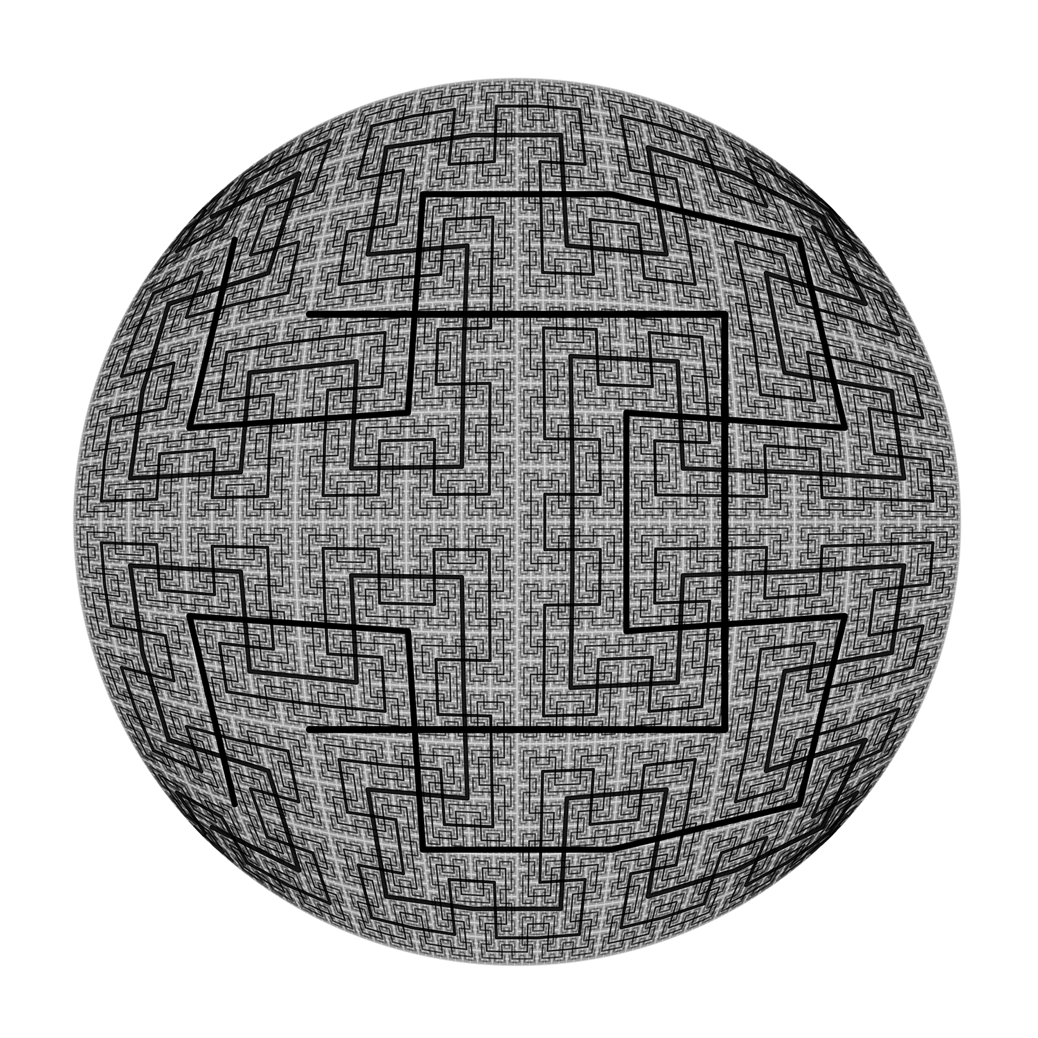 Hilbert curve on a square and circle. Downloadable vector art files in EPS, PDF, AI. / Martin Krzywinski @MKrzywinski mkweb.bcgsc.ca