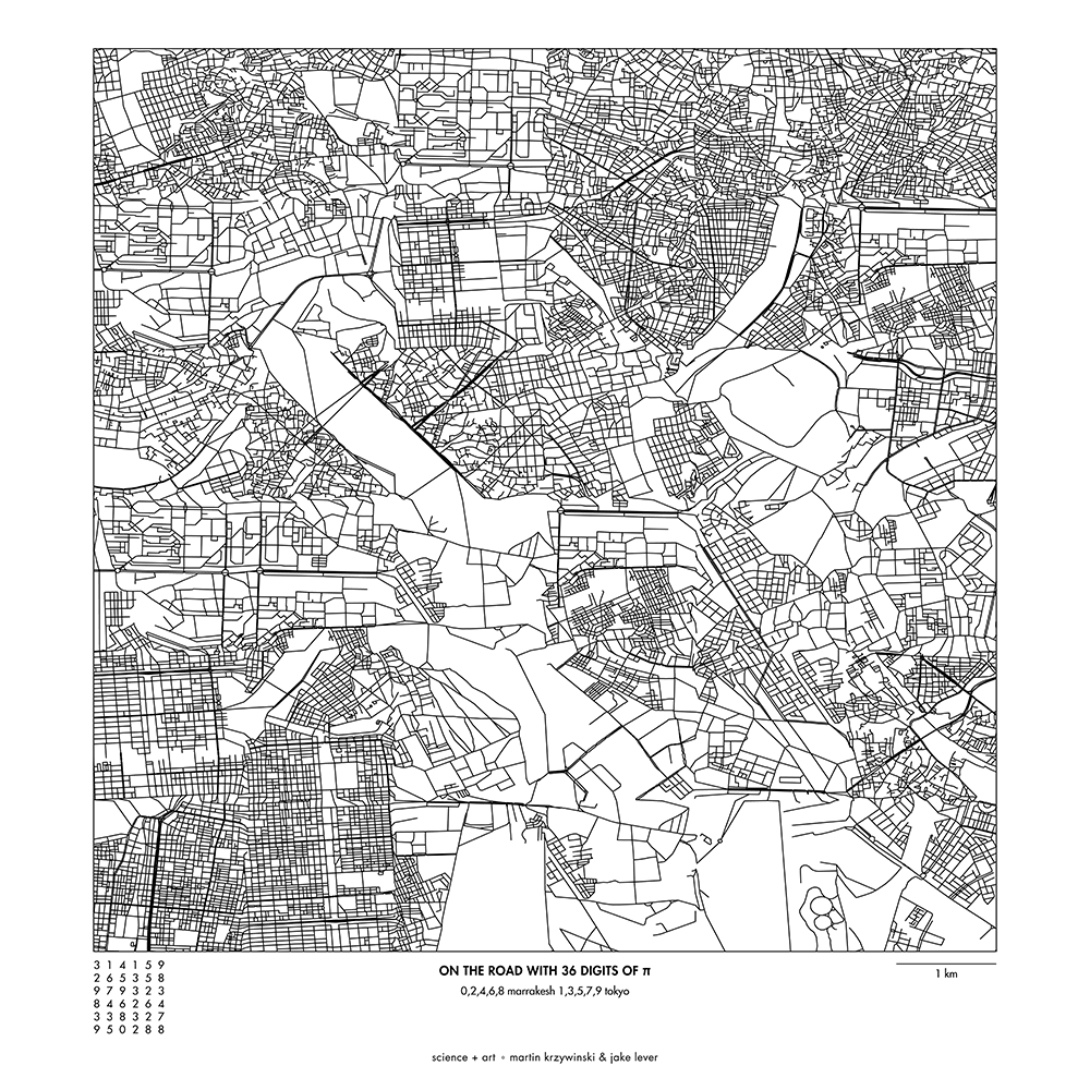 
Pi Day 2018 Art Posters  - Stitched city road maps from around the world
 / Martin Krzywinski @MKrzywinski mkweb.bcgsc.ca